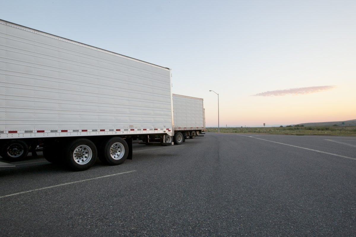 Semi-Tractor Trailers at Sunset